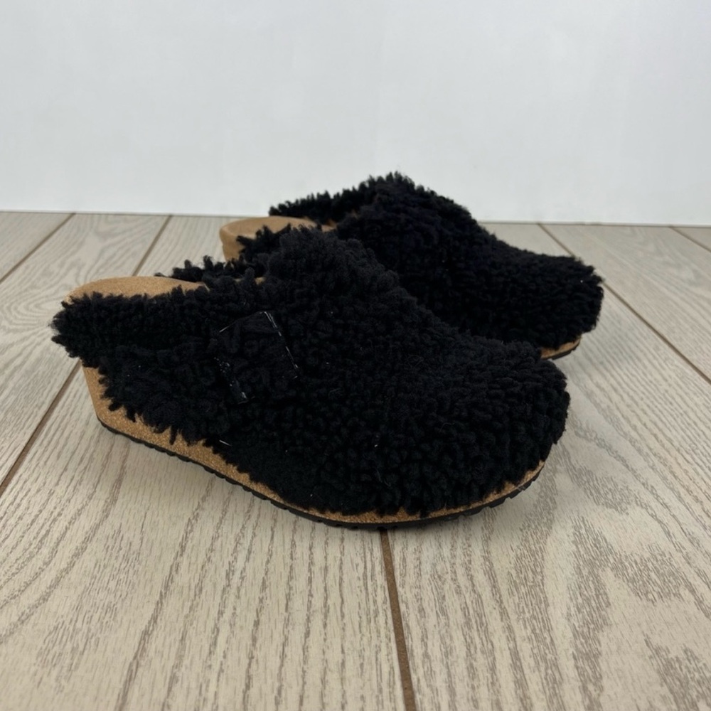 Papillio Birkenstock Fanny Teddy Shearling Wedge Clog 39/L8/M6 Black $160